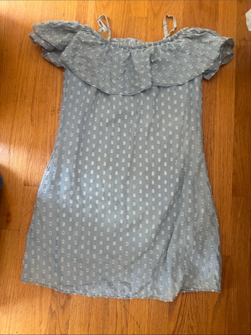 Light Blue Off-Shoulder Summer Dress with Ruffle